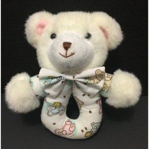 Baby Girl Carter's Prestige Vintage Ring Rattle Honey Bears Plush Toy